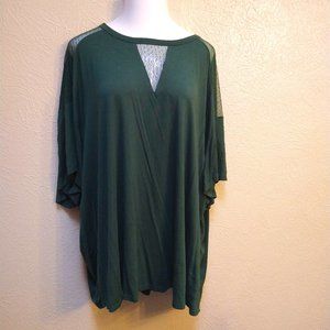 Forest Green Blouse with Lace Cut Outs